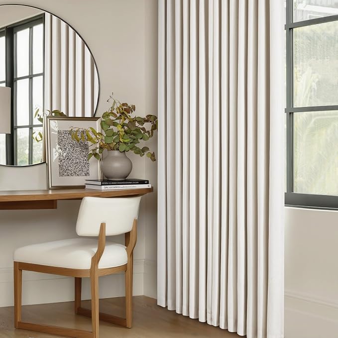 90 Inch Pinch Pleated Linen 100% Blackout Curtains Extra Wide Natural 60x90 | - Image 8