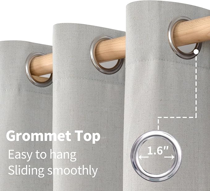 YoungsTex 72 Inch Length Grey Linen Curtains - Image 6
