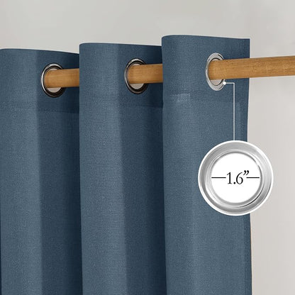 NICETOWN Navy Blue Linen Curtains - Image 4