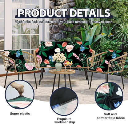 8Pcs Patio Cushion Covers, Outdoor Stretch Cushion Covers, Washable | Stretch - Image 3