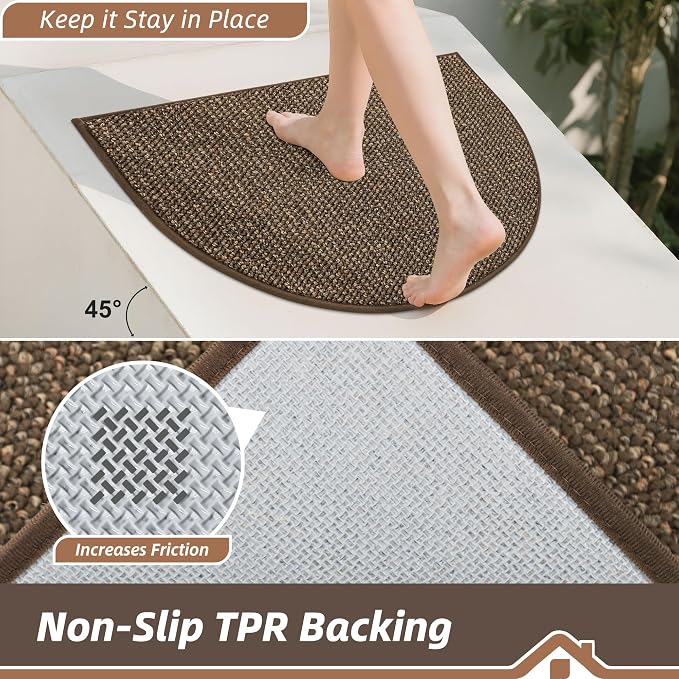 BEQHAUSE Dirt Trapper Door Mat 26" x 40" Half Circle Non Slip Rugs, Absorbent - Image 4