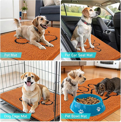 OLANLY Dog Door Mat for Muddy Paws 30x20, Paw Print Design Chenille Mud Mat | - Image 7