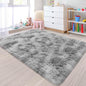 Small Area Rug for Bedroom 3x5ft Mini Tie Dye Grey Fluffy Rug Mat Bedside Throw by JiaoBaba