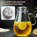 68OZ Glass Pitcher with Lid and Spout, Water Jug, 2000ML Carafe for Hot/Cold Water, Large Iced Tea Pitcher for Coffee, Juice and Homemade Beverage