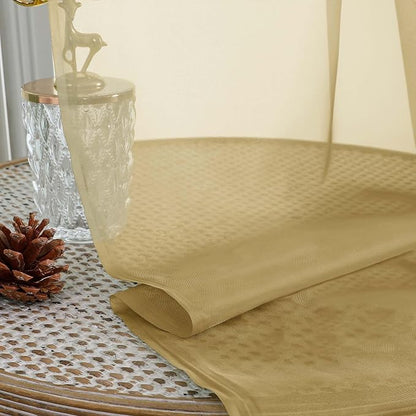 Extra Long Gold Sheer Curtains for Bedroom Living Room 120 Inches Long 2 Panels - Image 5