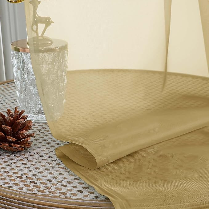 Gold Sheer Curtains 90 Inches Long 2 Panels Set - Image 5