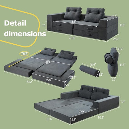 Folding Sofa Bed, 4 in 1 Convertible Sleeper Chair - Image 2