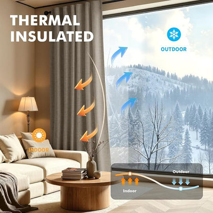 MIULEE 100% Blackout Linen Curtains 42 x 72 Inch Faux Linen 2 Panels | Thermal - Image 4