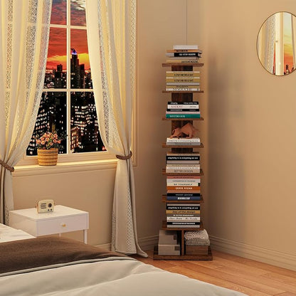 TUTOTAK Narrow Bookshelf, 8-Tier Bookcase, Spine Book Shelf - Image 4