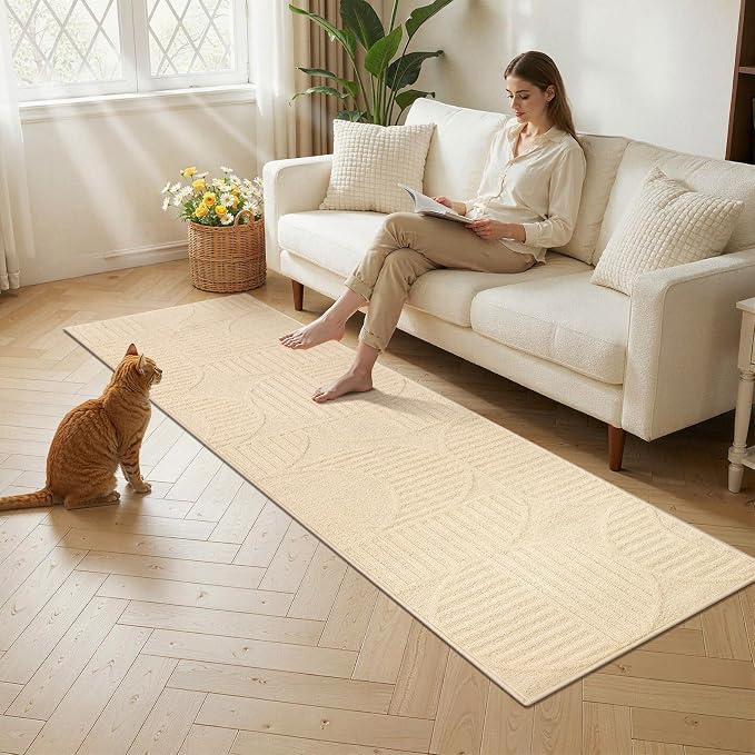 Findosom Washable Runner Rug 2x6, Geometric High-Low Textured Non Slip Hallway - Image 7