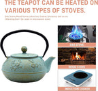 30.4oz Small Cast Iron Tea Kettle,SECHUDO Tea Pot Coated with Enameled Interior for Loose Tea, Cute Cast Iron Teapot with Stainless Steel Infuser for Stovetop Safe (900ml)