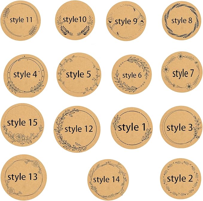 Custom Stickers Kraft Paper Labels Personalized Withe Text, Business Logo Customized Food Jars Labels Bakery Label Sticker Package Favor Canning Circle 100pcs (Style 14)