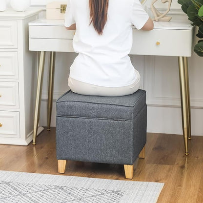 Adeco 17.5" Square Fabric Ottoman - Image 4