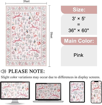 DUKINO 3x5 Rug, Washable Animal Area Rug - Image 2