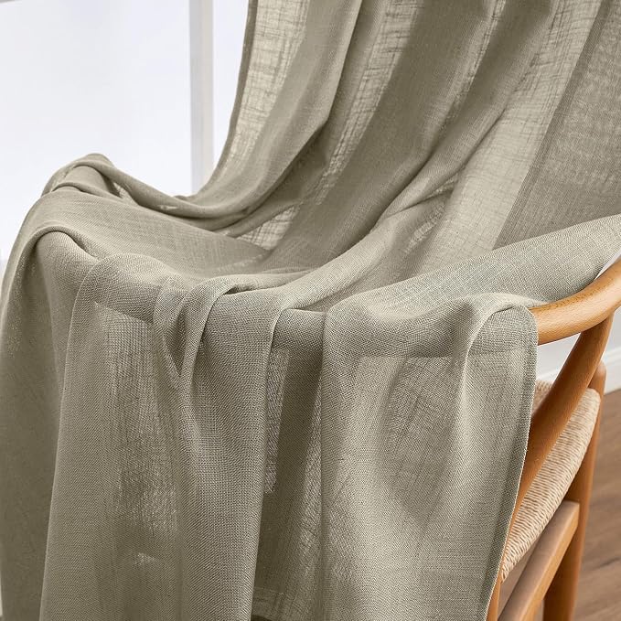 MIULEE Oatmeal Linen Curtains 52x108 Inch Long - Image 6