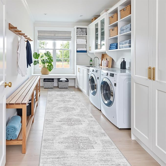 2x12 Runner Rug Non Slip, Washable Hallway Runner Rug, Laundry Room, Soft - Image 3