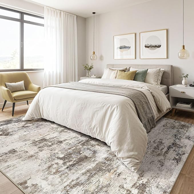 LOONGRUG 10x12 Area Rug Washable Large Neutral Modern Living Room Rug | - Image 4