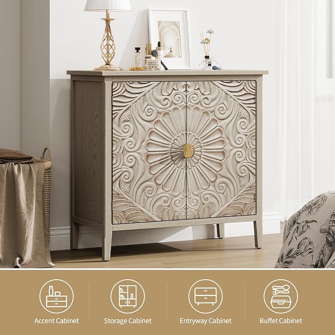 Vintage Accent Cabinet with Doors - Image 5