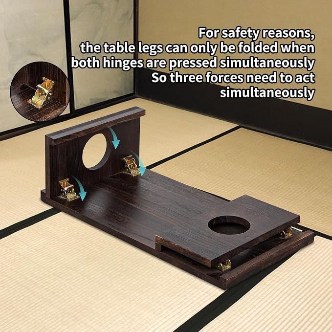 Foldable Japanese Coffee Table，Folding Japanese Floor Table，Natural Brown - Image 3