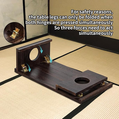 Foldable Japanese Coffee Table，Folding Japanese Floor Table，Natural Brown - Image 3