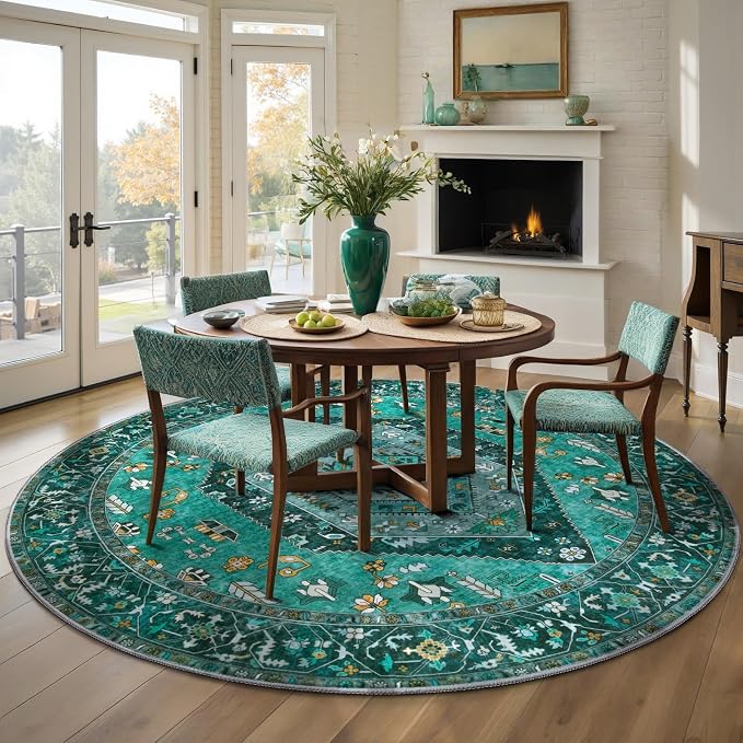 SERISSA 6ft Washable Non Slip Round Boho Area Rug - Image 2