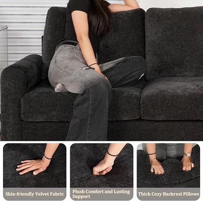 EASE MOOSE 100" Chenille L-Shaped Sectional Sofa, Modern Deep Seat Modular Couch - Image 7