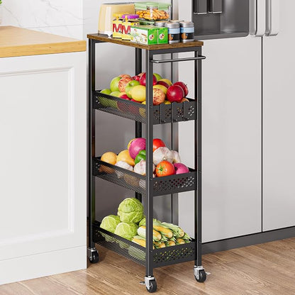 XYZLVSI Slim Storage Cart 4 Tier Fruit and Vegetable Baskets by XYZLVSI