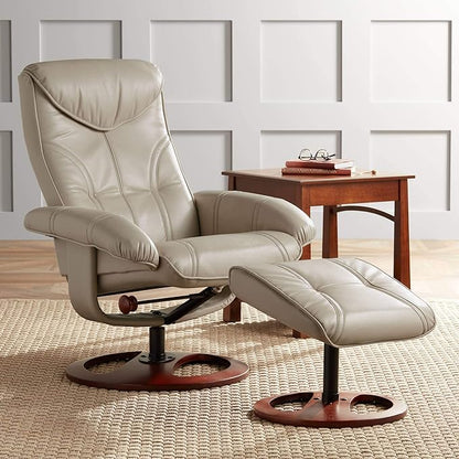 Benchmaster Newport Taupe Swivel Faux Leather Recliner Chair by Benchmaster