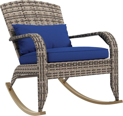Outsunny Outdoor Wicker Adirondack Rocking Chair, Patio Rattan Rocker Chair by Outsunny