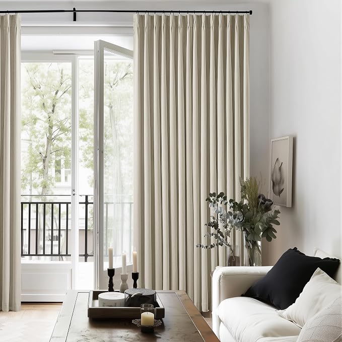 Burlywood Birch Black Out Pleated Linen Curtains 102 Inches Long 2 Panels | 2 - Image 7