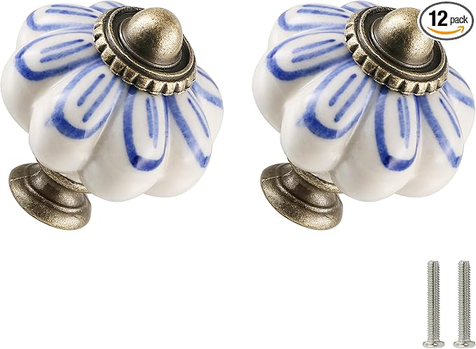 Ivory Pumpkin Knobs 12 Pack Ceramic Cabinet Knobs Vintage Drawer Pulls by Zernmiarder