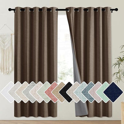 NICETOWN Coffee Vintage Linen 100% Blackout Curtains by NICETOWN