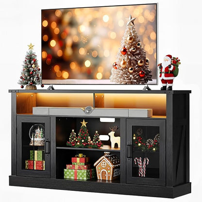 WLIVE Farmhouse TV Stand for 65 Inch TV, Tall Entertainment Center by WLIVE