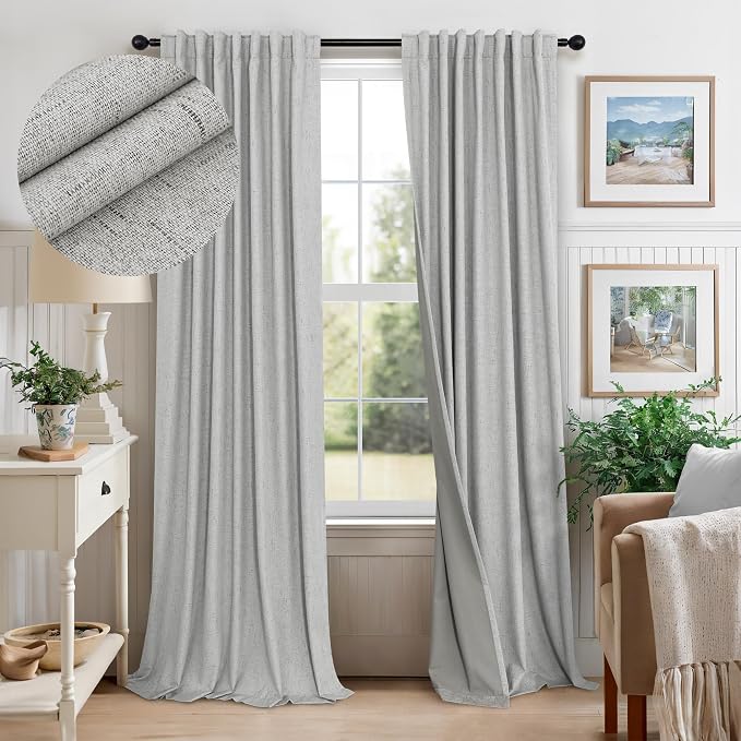 Light Grey Blackout Curtains 84 Inch Length 2 Panels by Pitalk
