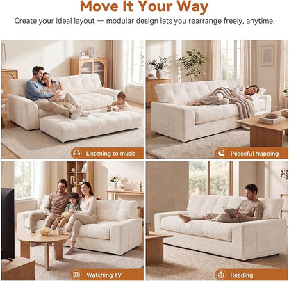 MONVANE 75.6" Convertible 3 Seater Sofa, 2-in-1 Boneless Sleeper Sofa Bed - Image 4
