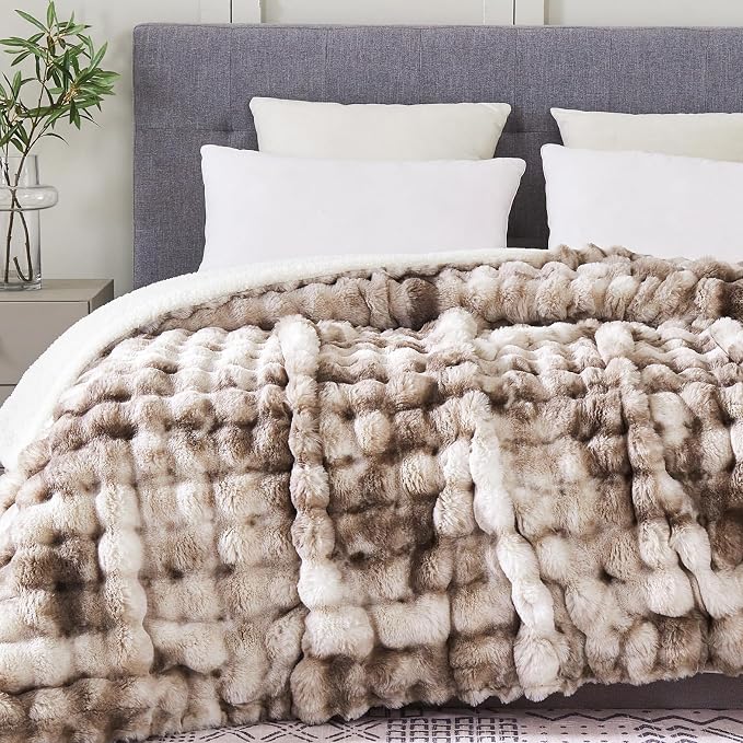 50x60 Inches Ultra-Soft Fuzzy Faux Fur Plush Throw Blanket - Image 2