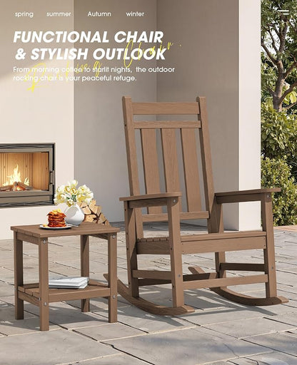 KINGYES Oversized Outdoor Rocking Chair Set of 2, All-Weather Patio Rocking - Image 9