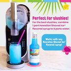 Hawaiian Shaved Ice Syrup Assortment with 6 - 16oz Bottles, 50 Snow Cone Cups, Spoon Straws, and Pouring Spouts. Flavors: Tiger’s Blood, Pina Colada, Blue Raspberry, Grape, Cherry, Lemon-Lime