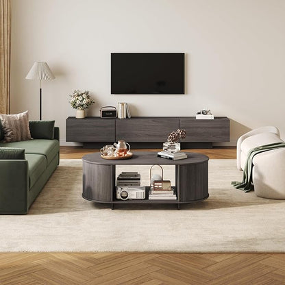Coffee Table and TV Stand Set of 2, 76.4'' Modern TV Console, Entertainment by ukaocai
