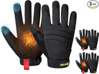 KAYGO Insulated Mechanic Work Gloves,3 Pairs KG127W Winter Thermal Safety Work Gloves for Men and Women, Double Lining,Heavy duty,Improved dexterity,Excellent Grip,Ideal for outdoor jobs,2XL