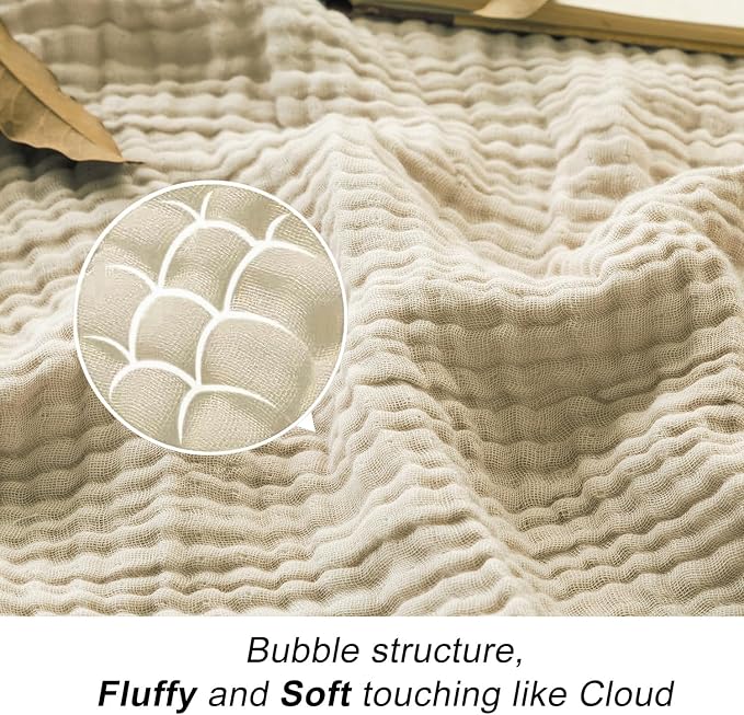 EMME Muslin Blankets for Adults Throw Blanket for Couch Breathable Gauze Soft - Image 3