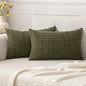 MIULEE Lumbar Corduroy Decorative Throw Pillow Covers 12x20 Olive Green | Pack by MIULEE