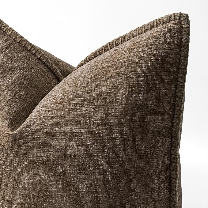 MIULEE Decorative Couch Throw Pillow Covers 20x20 Inch Brown 2 Pack | Farmhouse - Image 2