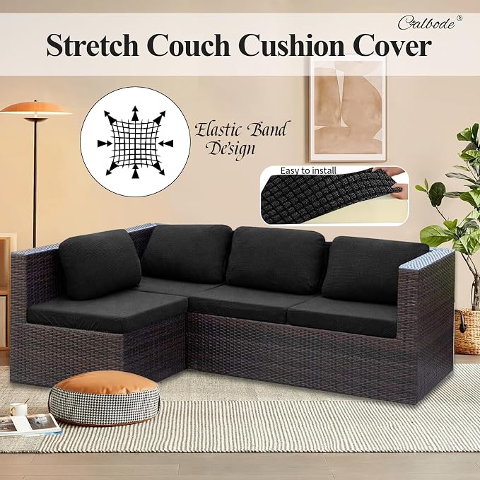 CALBODE 14Pcs Outdoor Stretch Cushion Covers, Waterproof Outdoor Chair Cushion - Image 7