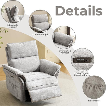 Oversized Power Recliner Chair Swivel Glider - Image 6
