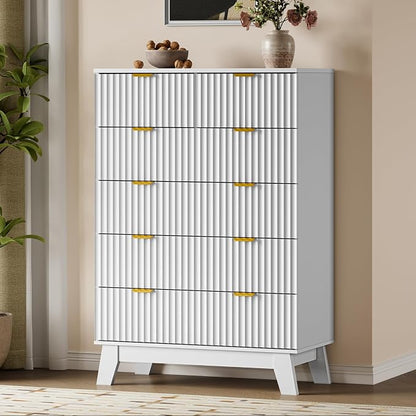 BORNOON 46" Tall Dresser for Bedroom, 6-Drawer Fluted Chest of Drawers - Image 3