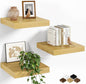 Fun Memories Floating Shelves for Wall, 12 Inch Set of 3 Rustic Wood Wall by FunMemories