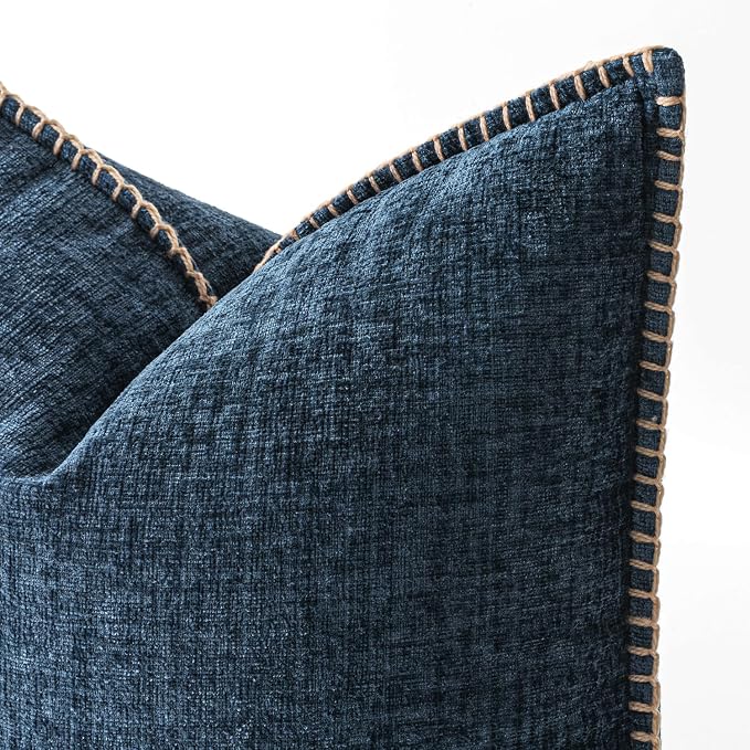 MIULEE Decorative Lumbar Throw Pillow Covers 12x20 Inch Dark Blue 2 Pack | - Image 2