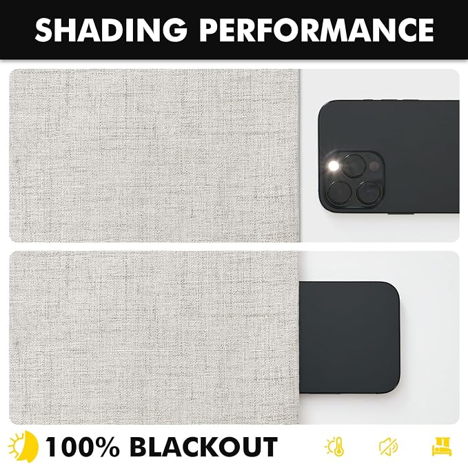 MIULEE 100% Blackout Linen Curtains 42 x 96 Inch Cream White 2 Panels | Thermal - Image 7
