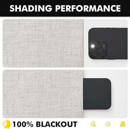 MIULEE 100% Blackout Linen Curtains 42 x 90 Inch Cream White 2 Panels | Thermal - Image 7